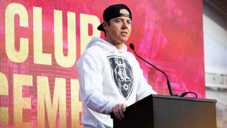 Ryan Smith, part-owner of Real Salt Lake, speaks during a news conference announcing the return of the Utah Royals to the National Women's Soccer League. (Ryan Sun/AP)