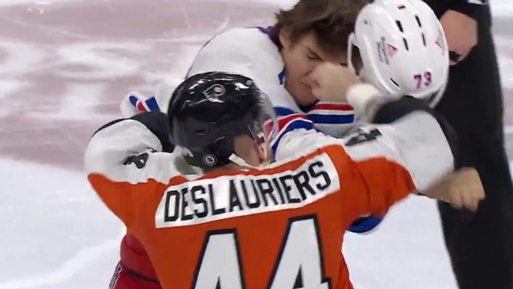 New York Rangers Rookie Matt Rempe Vs Philadelphia Flyers Forward ...