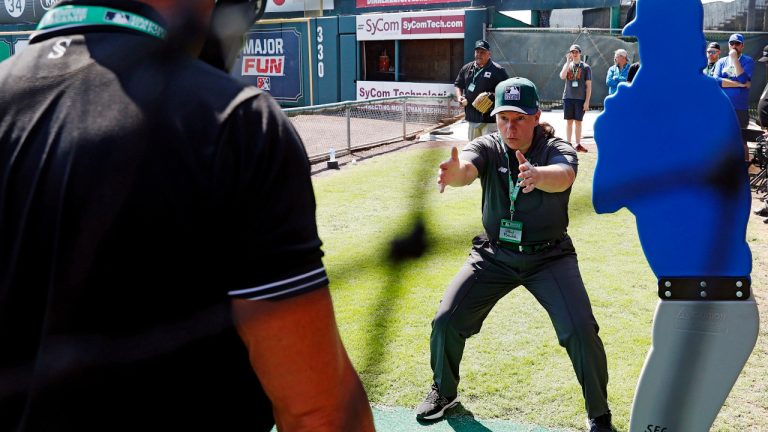 Jen Pawol will take a big step toward breaking the gender barrier for Major League Baseball umpires on Saturday. (Eva Russo/Richmond Times-Dispatch via AP, File) 