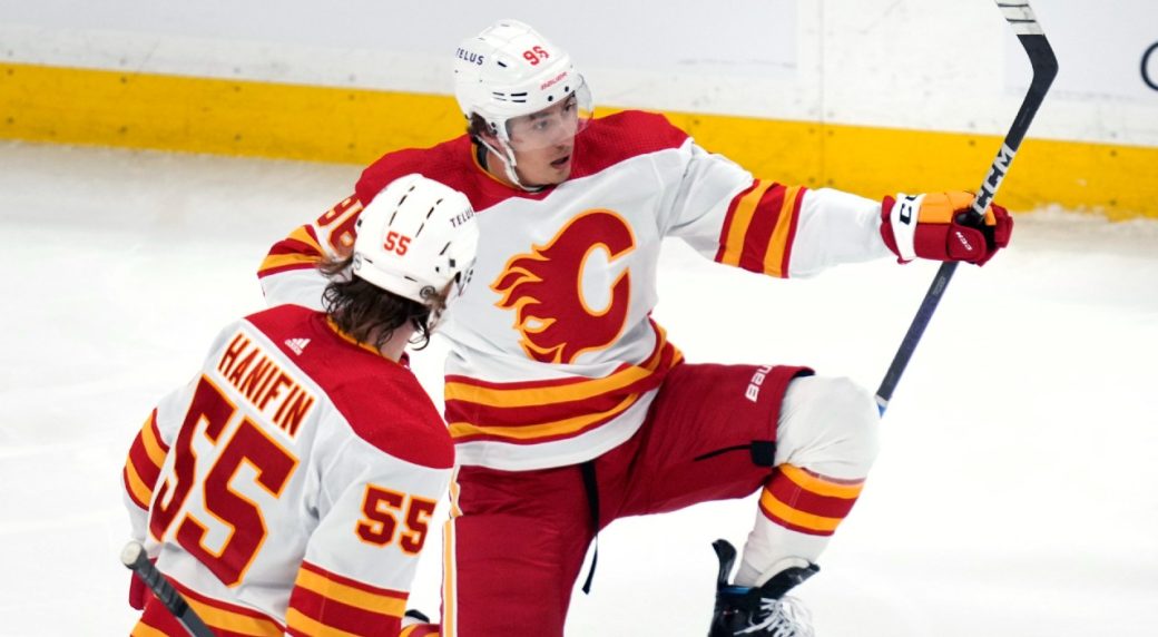 As Kuzmenko makes debut, Flames’ new top line shines in complete win