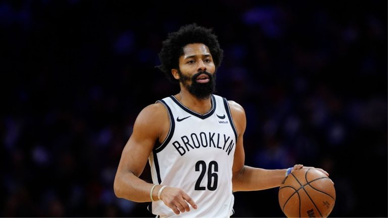 Brooklyn Nets' Spencer Dinwiddie plays during an NBA basketball game, Saturday, Feb. 3, 2024, in Philadelphia. (Matt Slocum/AP Photo)