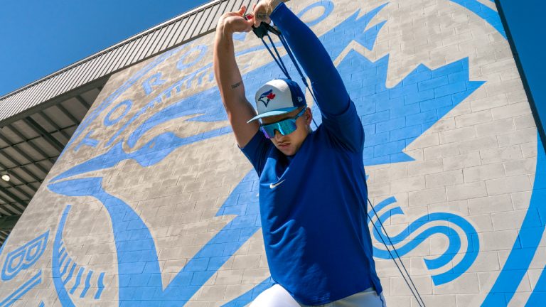 Toronto Blue Jays pitcher Ricky Tiedemann warms up during Spring Training action in Dunedin, Fla. on Monday February 19, 2024. (Frank Gunn/CP)