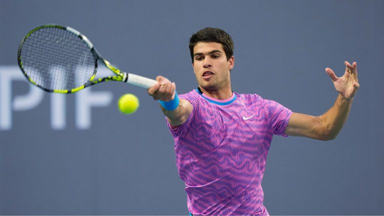 Aryna Sabalenka and Carlos Alcaraz won their opening matches at the Madrid Open on Friday. (Wilfredo Lee/AP)