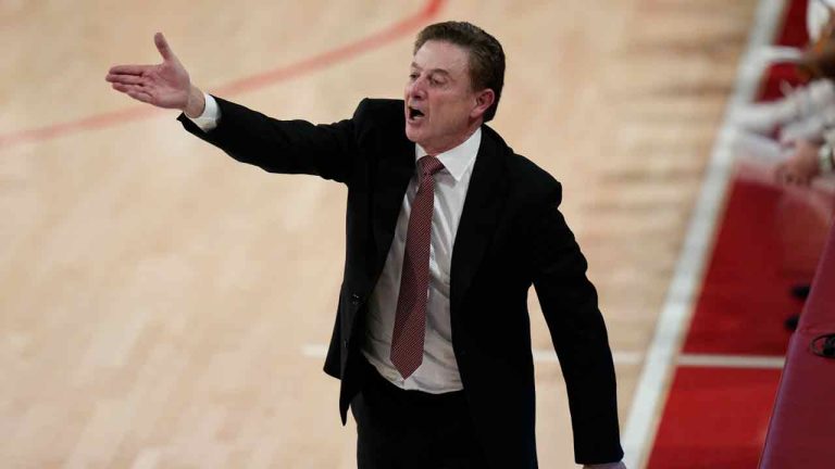 St. John's head coach Rick Pitino during the second half of an NCAA college basketball game against Stony Brook, Tuesday, Nov. 7, 2023, in New York. St. John's defeated Stony Brook 90-74. (Seth Wenig/AP)