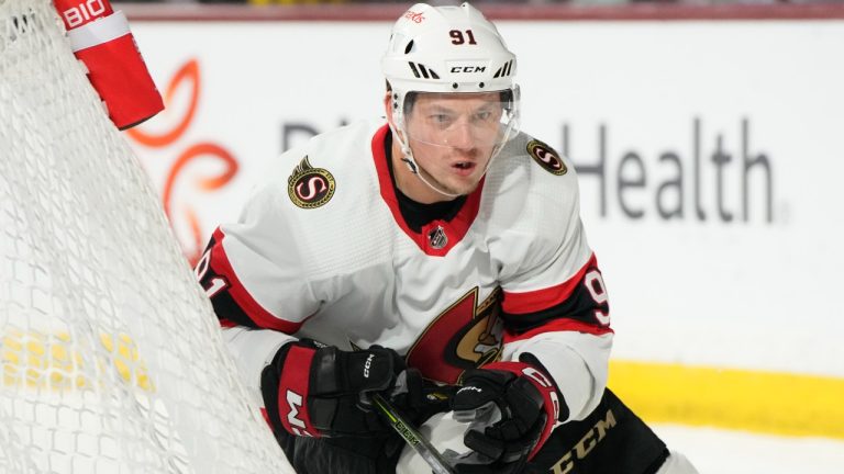 Ottawa Senators right wing Vladimir Tarasenko in the first period during an NHL hockey game against the Arizona Coyotes, Tuesday, Dec. 19, 2023, in Tempe, Ariz. (AP)