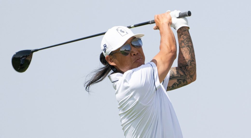 Anthony Kim has rusty return to golf after 12 years away, trails Rahm by 14