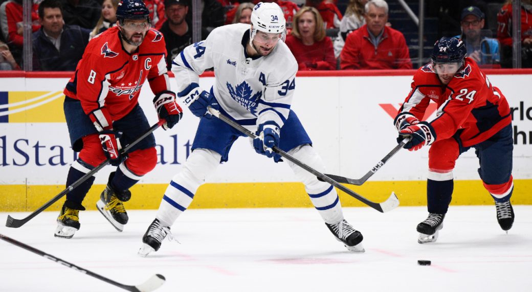 Matthews scores twice to reach 57 this season, Leafs rout Capitals