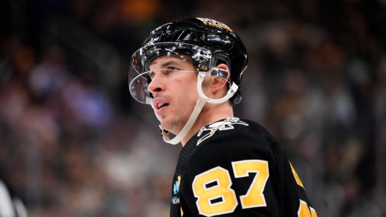 Pittsburgh Penguins' Sidney Crosby plays in an NHL hockey game against the Montreal Canadiens in Pittsburgh, Thursday, Feb. 22, 2024. (Gene J. Puskar/AP)