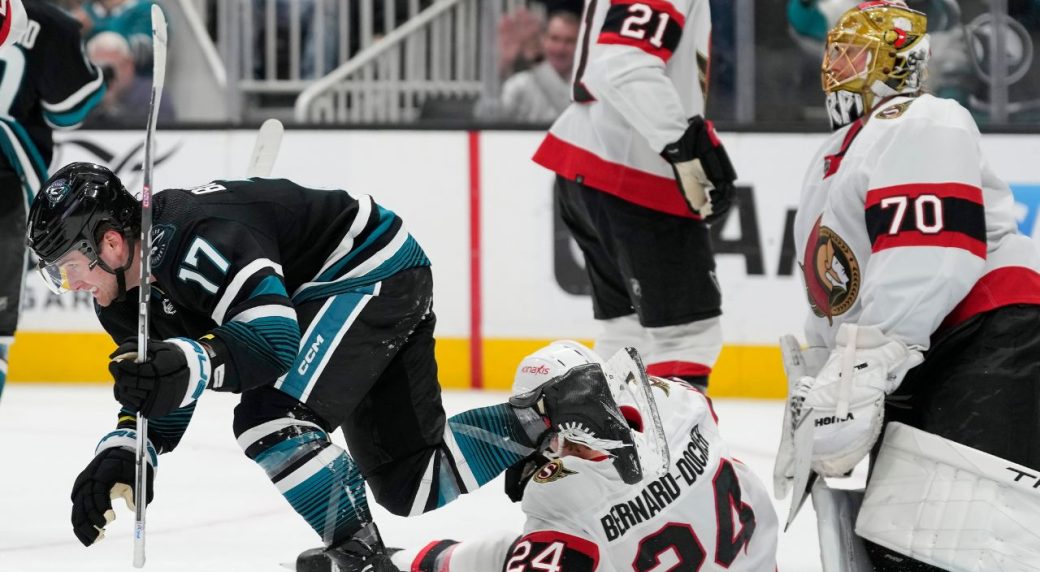 Bordeleau scores twice as Sharks keep slumping Senators at bay