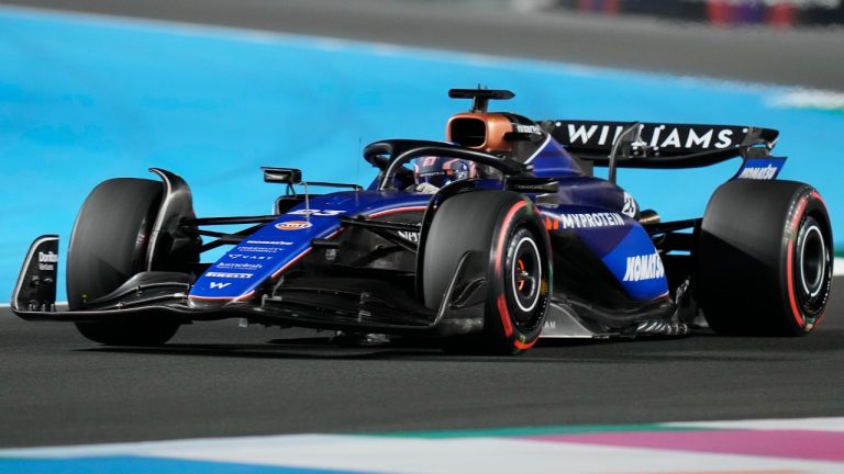 Williams driver Alexander Albon of Thailand steers his car during the qualifying session ahead of the Formula One Saudi Arabian Grand Prix at the Jeddah Corniche Circuit in Jeddah, Saudi Arabia, Friday, March 8, 2024. Saudi Arabian Grand Prix will be held on Saturday, March 9, 2024. (Darko Bandic/AP)