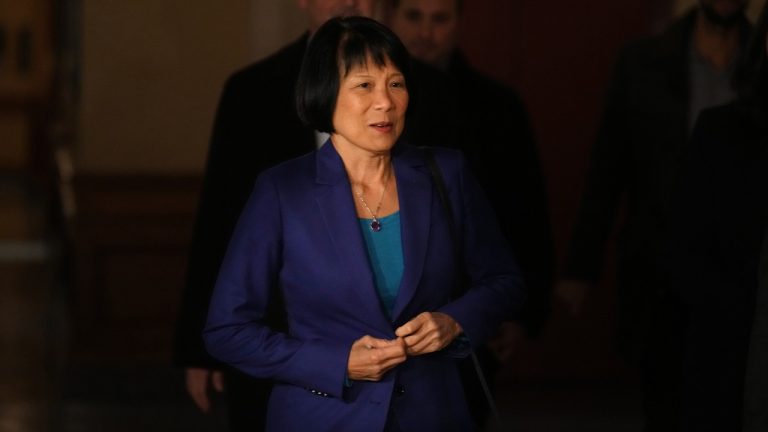 Toronto Mayor Olivia Chow arrives for a meeting with Ontario Premier Doug Ford, at the Queens Park Legislature in Toronto on Monday, Oct. 30, 2023. (Chris Young/CP)