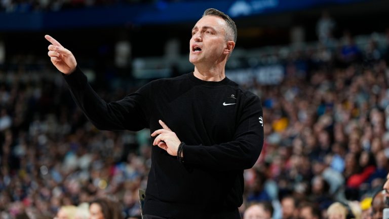 Toronto Raptors head coach Darko Rajakovic in the first half of an NBA basketball game Monday, March 11, 2024, in Denver. (AP)