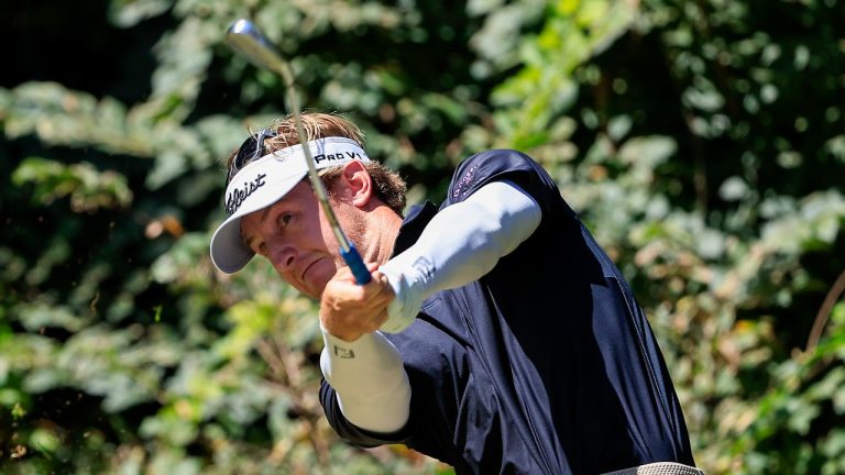 Jared du Toit of Canada plays his tee shot on the 4th hole during the final round of the Astara Chile Classic presented by Scotiabank at Prince of Wales Country Club on March 10, 2024 in Santiago, Chile. (Buda Mendes/Getty Images)