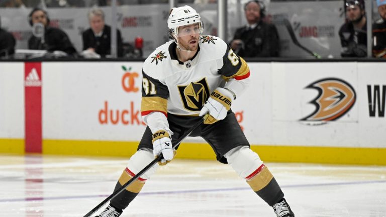 Vegas Golden Knights right wing Jonathan Marchessault (81) in action against the Anaheim Ducks during the third period of an NHL hockey game in Anaheim, Calif., Wednesday, Dec. 27, 2023. (Alex Gallardo/AP)