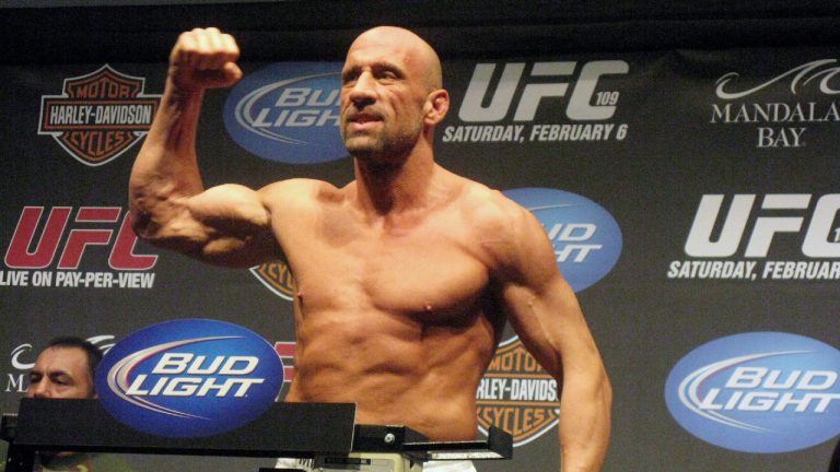 UFC Hall of Famer Mark (The Hammer) Coleman weighs in Friday, February 5, 2010 in Las Vegas in advance of his main event fight with Randy (The Natural) Couture at UFC 109 on February 6. (Neil Davidson/CP)