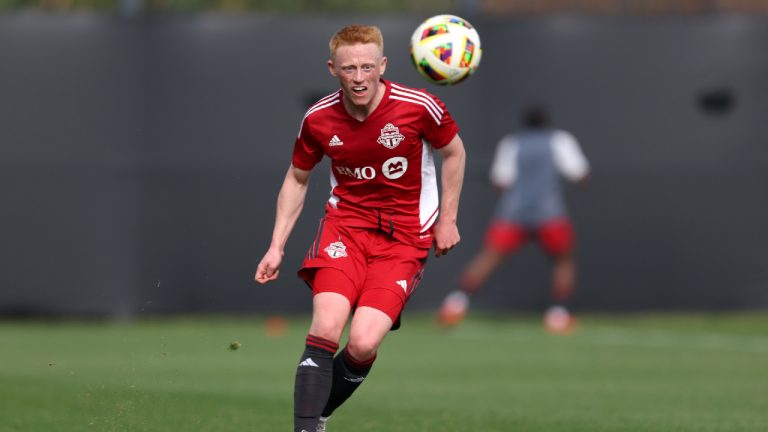 Toronto FC's Matty Longstaff eyes the ball during a preseason game against Los Angeles FC in Los Angeles in a Feb.17, 2024 handout photo. Toronto FC continues to revamp its roster under John Herdman with former Newcastle midfielder Longstaff the latest addition. THE CANADIAN PRESS/HO-Toronto FC-Raul Romero Jr. **MANDATORY CREDIT**