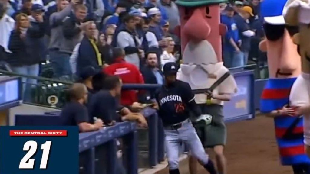 Byron Buxton narrowly avoids getting 'smoked' by the Sausage Race