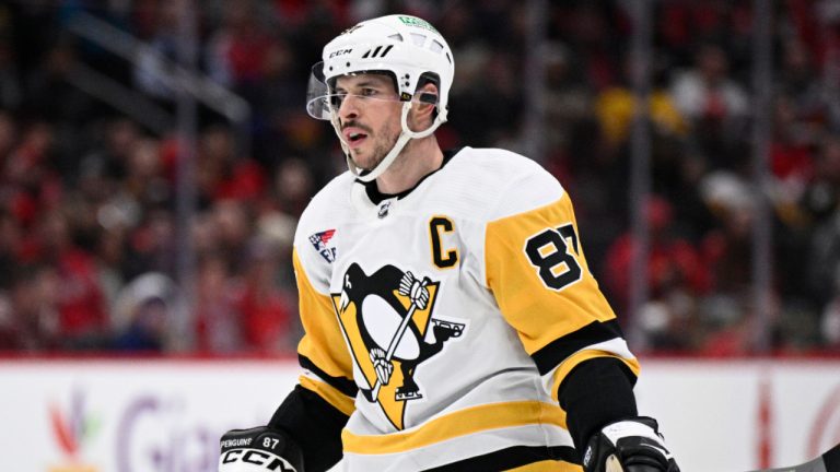 Pittsburgh Penguins center Sidney Crosby (87) in action during the first period of an NHL hockey game against the Washington Capitals, Thursday, April 4, 2024, in Washington. (Nick Wass/AP) 