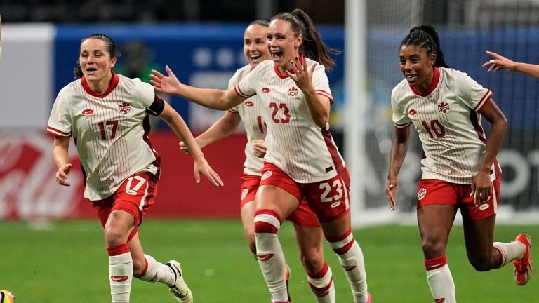 Canada has moved up one spot to No. 8 in the latest FIFA women's world rankings. (AP/Mike Stewart)