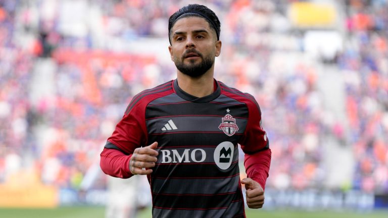 Italian star Lorenzo Insigne, working his way back from a hamstring injury, was on the field with the rest of Toronto FC on Friday. (Jeff Dean/AP)