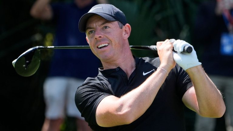 Rory McIlroy tees off on the seventh hole during the first round of The Players Championship golf tournament Thursday, March 14, 2024, in Ponte Vedra Beach, Fla. (Marta Lavandier/AP Photo)