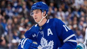 Mitch Marner of the Toronto Maple Leafs. (Kevin Sousa/NHLI via Getty Images)