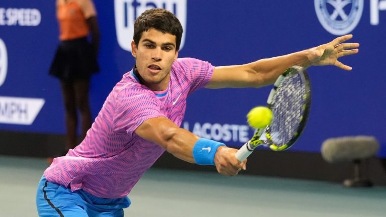 Carlos Alcaraz is "scared" to hit his forehand with full force ahead of the French Open. (Marta Lavandier/AP)