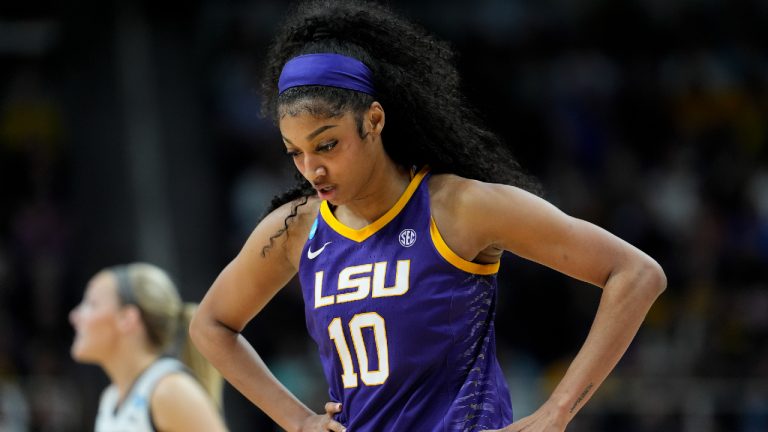 Caitlin Clark, Angel Reese (pictured), Cameron Brink and others make this one of the most anticipated WNBA drafts in recent years. (Mary Altaffer/AP)