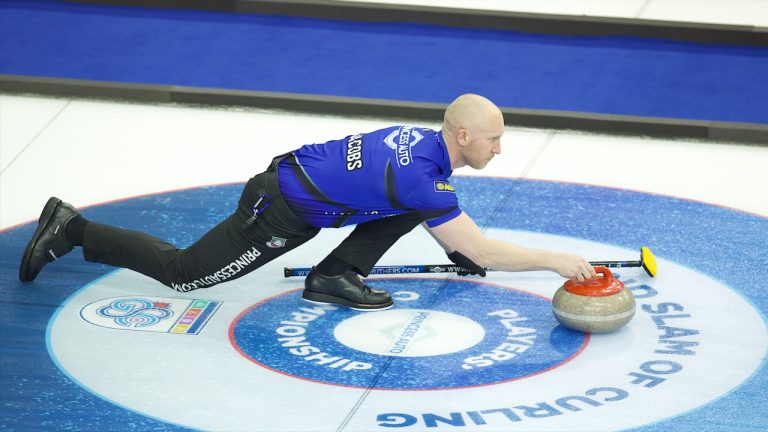 Brad Jacobs shoots a stone during the 2024 Princess Auto Players' Championship in Toronto. (Anil Mungal/GSOC)