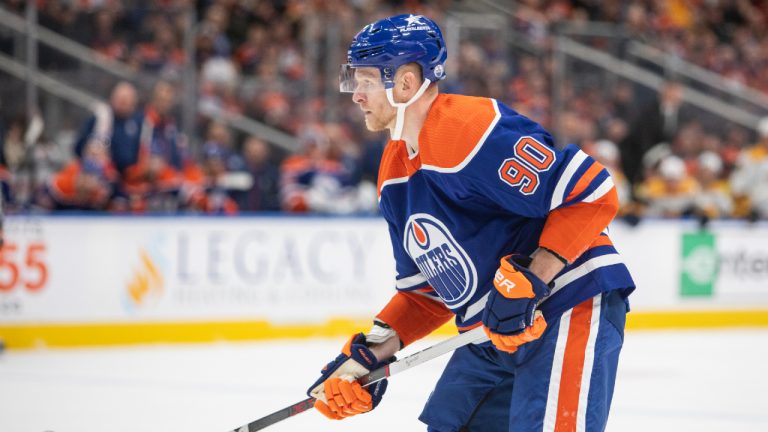 Edmonton Oilers' Corey Perry (90) during third period NHL hockey action against the Nashville Predators in Edmonton, Saturday, Jan. 27, 2024. (Amber Bracken/CP)