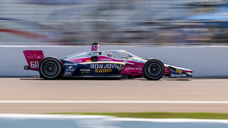 Meyer Shank Racing driver Felix Rosenqvist #60 of Sweden heads down the back stretch during the IndyCar Firestone Grand Prix of St. Petersburg auto race, Sunday March 10, 2024, in St. Petersburg, Fla. (Mike Carlson/AP)