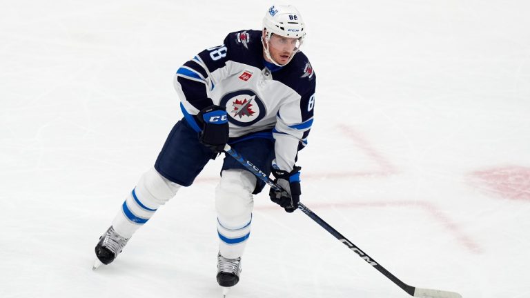 Winnipeg Jets' Nate Schmidt plays against the Boston Bruins during the first period of an NHL hockey game, Monday, Jan. 22, 2024, in Boston. (Michael Dwyer/AP)