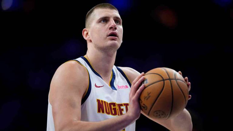 Denver Nuggets' Nikola Jokic plays during an NBA basketball game, Tuesday, Jan. 16, 2024, in Philadelphia. (Matt Slocum/AP)