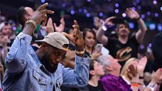 LeBron James attends Game 4 between Celtics and Cavaliers in Cleveland