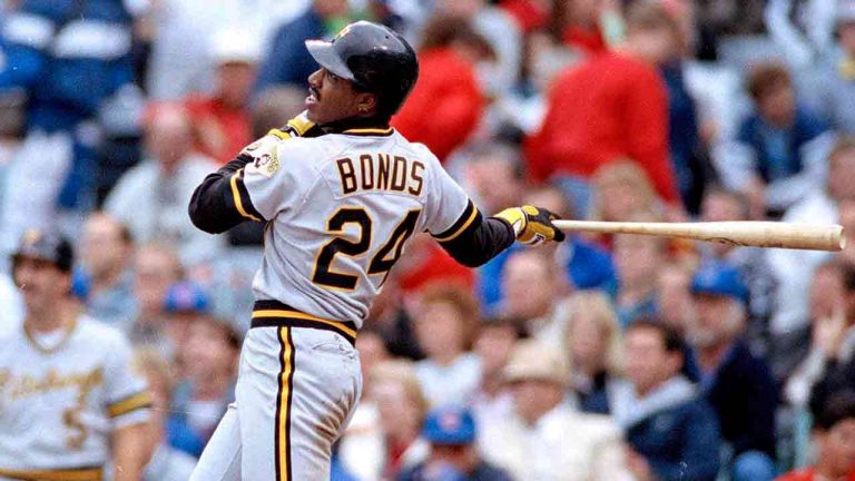 Pittsburgh Pirates' Barry Bonds slugs his 31st home run at Chicago's Wrigley Field in this Sept. 19, 1990 photo against the Chicago Cubs. (John Swart/AP)