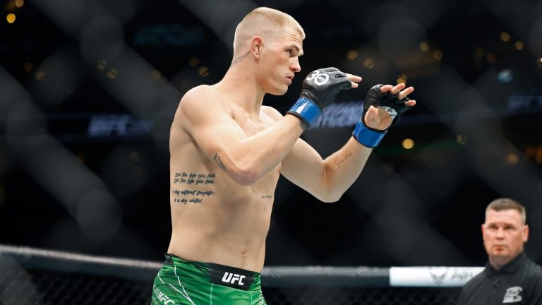 Ian Garry in action during a UFC 292 mixed martial arts fight, Saturday, August 19, 2023, in Boston. Garry won via unanimous decision. (AP Photo/Gregory Payan)