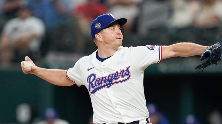 Texas Rangers relief pitcher Josh Sborz throws to the Seattle Mariners in the ninth inning of a baseball game in Arlington, Texas, Thursday, April 25, 2024. (Tony Gutierrez/AP)