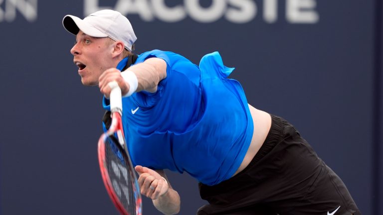 Canada's Denis Shapovalov, seen in this file photo, was ousted in the first round of the Italian Open on Wednesday, falling 6-7, 6-3, 7-6 to Luciano Darderi of Italy.(Lynne Sladky/AP)