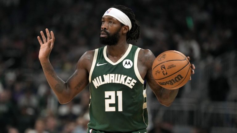 Milwaukee Bucks' Patrick Beverley during the first half of Game 5 of an NBA basketball series against the Indiana Pacers Tuesday, April 30, 2024, in Milwaukee. (Morry Gash/AP)