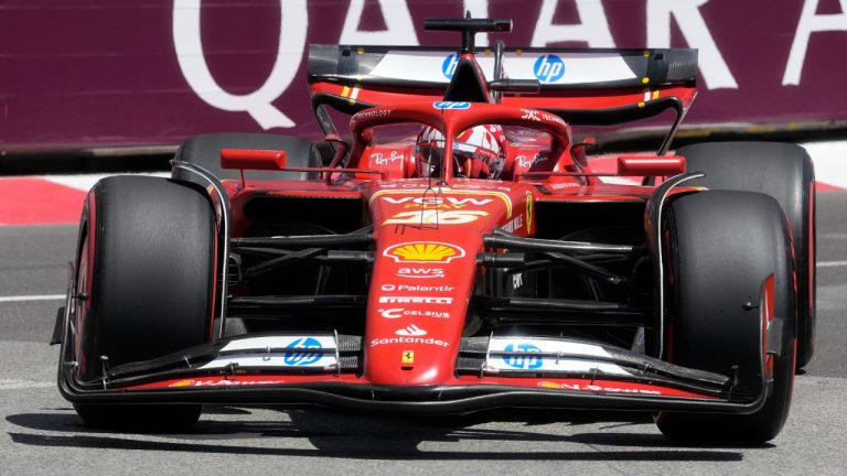 Ferrari driver Charles Leclerc of Monaco steers his car during the third free practice ahead of the Formula One Monaco Grand Prix at the Monaco racetrack, in Monaco, Saturday, May 25, 2024. (Luca Bruno/AP)