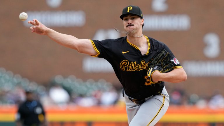 Pittsburgh Pirates starting pitcher Paul Skenes throws during the first inning in the second game of a baseball doubleheader against the Detroit Tigers, Wednesday, May 29, 2024, in Detroit. (Carlos Osorio/AP)