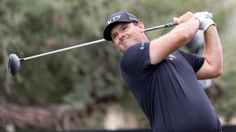 Patrick Reed of 4Aces GC hits his shot from the 16th tee during the second round of LIV Golf Adelaide at the Grange Golf Club on Saturday, April 27, 2024 in Adelaide, Australia. (Santanu Banik/LIV Golf vAP)