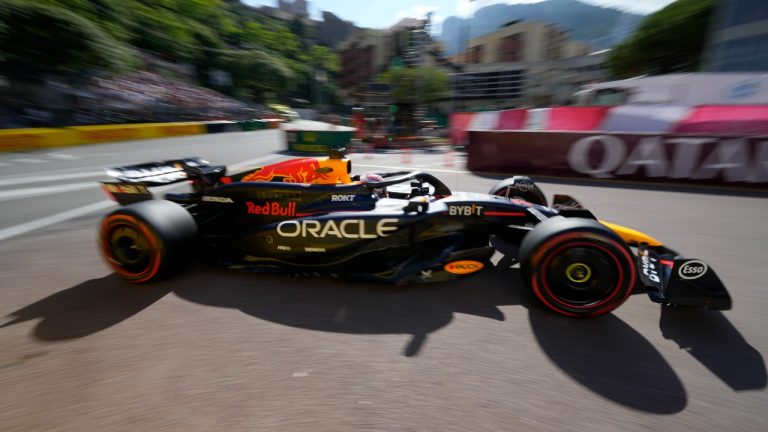 Red Bull driver Max Verstappen of the Netherlands steers his car during the qualifying session ahead of the Formula One Monaco Grand Prix at the Monaco racetrack, in Monaco, Saturday, May 25, 2024. (Luca Bruno/AP)