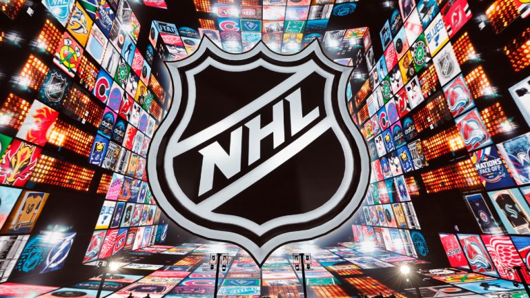 The stage and video screens are seen during the first round of the NHL hockey draft Friday, June 28, 2024, in Las Vegas. (Steve Marcus/AP)