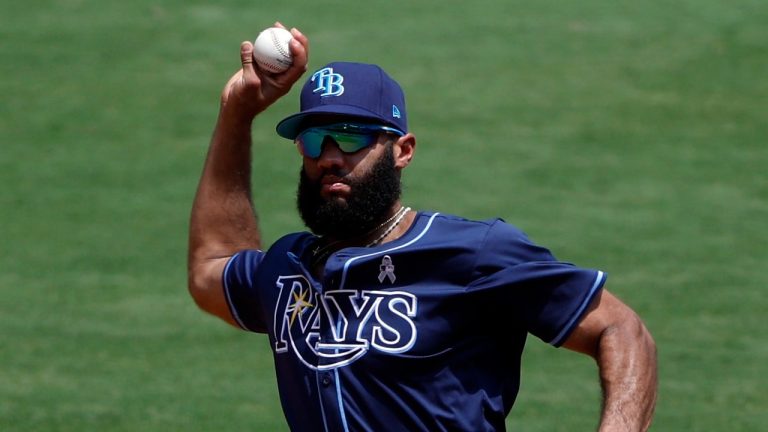 Tampa Bay Rays shortstop Amed Rosario throws to first during a game against the Atlanta Braves, June 16, 2024, in Atlanta. (AP Photo/ Butch Dill)