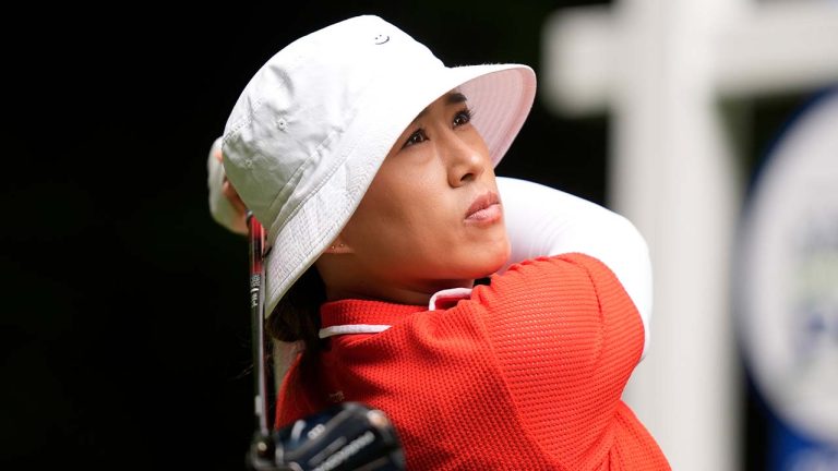 Amy Yang, of South Korea, watches her shot after hitting from the 16th tee during the final round of the Women's PGA Championship golf tournament at Sahalee Country Club, Sunday, June 23, 2024, in Sammamish, Wash. (Gerald Herbert/AP)