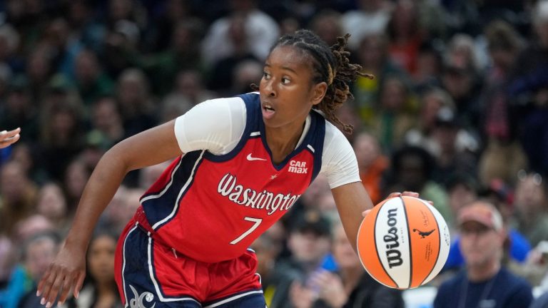 Washington Mystics guard Ariel Atkins (7) moves the ball. (Lindsey Wasson/AP)