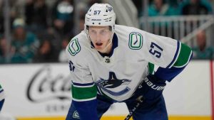 Vancouver Canucks defenceman Tyler Myers (57) during an NHL hockey game against the San Jose Sharks in San Jose, Calif., Saturday, Nov. 25, 2023. (Jeff Chiu/AP)