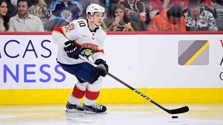 Florida Panthers' Vladimir Tarasenko in action during an NHL hockey game against the Philadelphia Flyers, Sunday, March 24, 2024, in Philadelphia. (Derik Hamilton/AP)