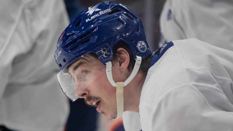 Edmonton Oilers' Ryan Nugent-Hopkins (93) takes part in practice in Edmonton on Friday June 14, 2024.  (Jason Franson/CP)